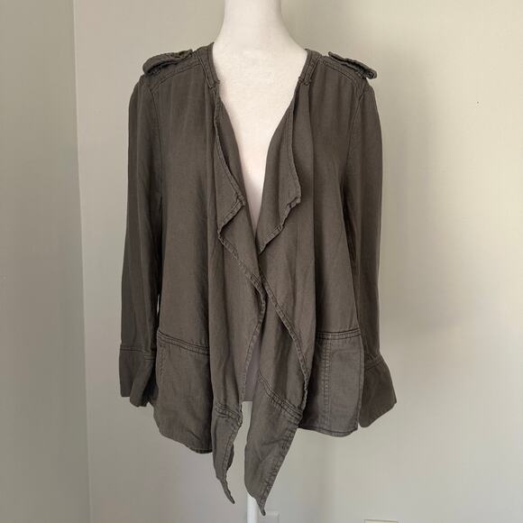 Daughters of the Liberation Anthropologie gray open front jacket size L - Picture 2 of 12